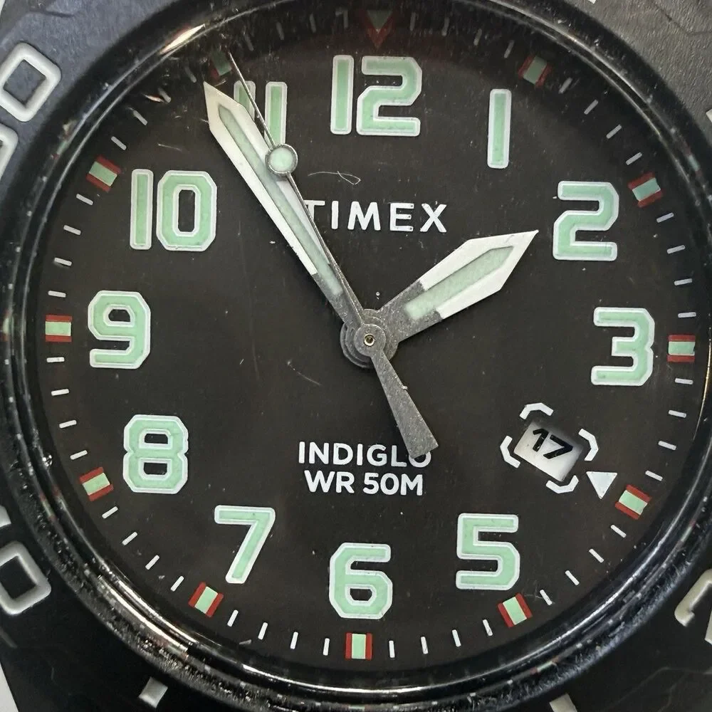 Timex Main Street Indiglo Mens Black Dial Diver Style Watch Resin Case NEW